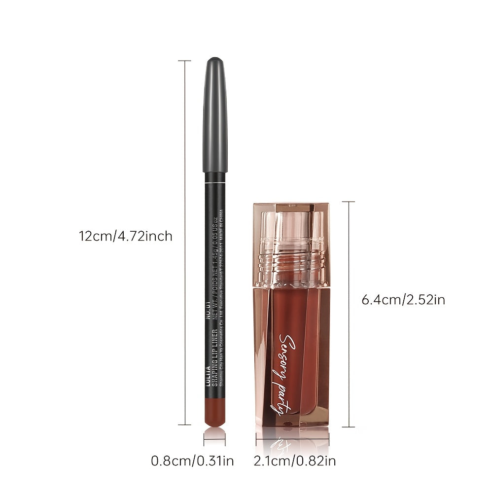 Hydrating Lip Gloss & Lip Liner Set - Define Your Lips with 3D Precision Perfectly Versatile for Every Makeup Style