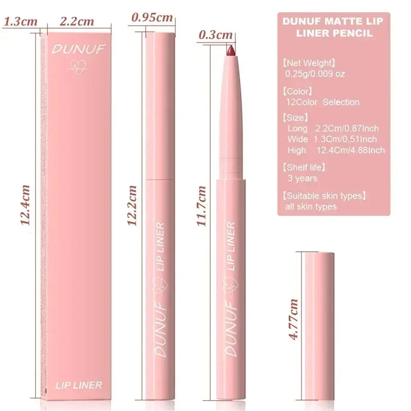 Waterproof Matte Lipliner Pencil Red Contour Tint Lipstick Long Lasting Non-stick Cup Moisturising Lips Makeup