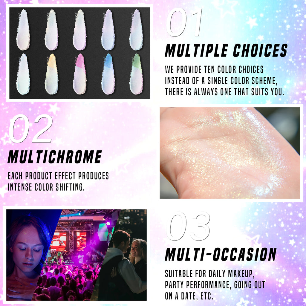 Duochrome Pigment Highlighter Glitter Long-lasting Multichrome Professional Highlighter Cosmetic Makeup for Women