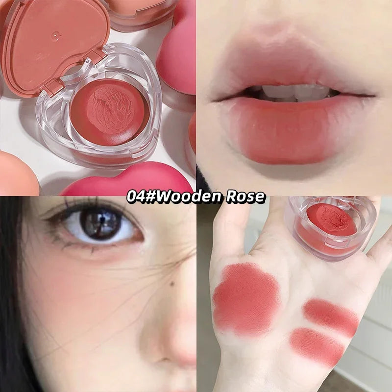 Heart-shaped Blush Cream Lip Cheek Dual-purpose Lip Mud Long-Lasting Tender Look Uplifting Color Matte Monochrome Blusher Cream