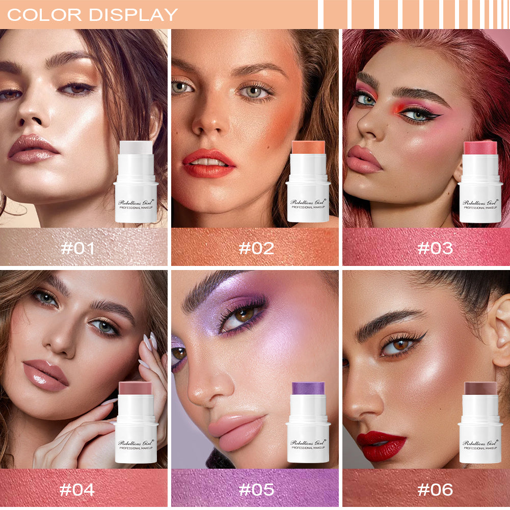 Lazy highlighter  sun-bleached rouge  pearlescent blush   blush stick  ingle-color matte blush  easy to color  durable and waterproof