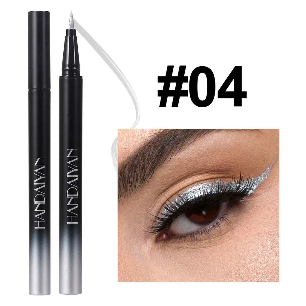 Diamond Shiny Eye Liner Eyeshadow Waterproof Quick-dry Silver Gold Metellic Pearlescent Liquid Eyeliner Silkworm Brighten Makeup