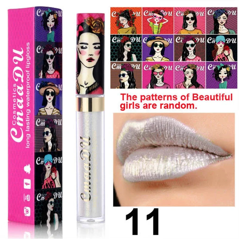 shimmer lip gloss diamond glitter lip tint waterproof long lasting 12 color gold flash liquid lipstick makeup