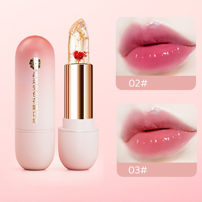 Blue Rose Petal Lip Balm Color-changing Jelly Lipstick Hydrating Non-Sticky Crystal Flower Lip Stain Makeup Skin Care