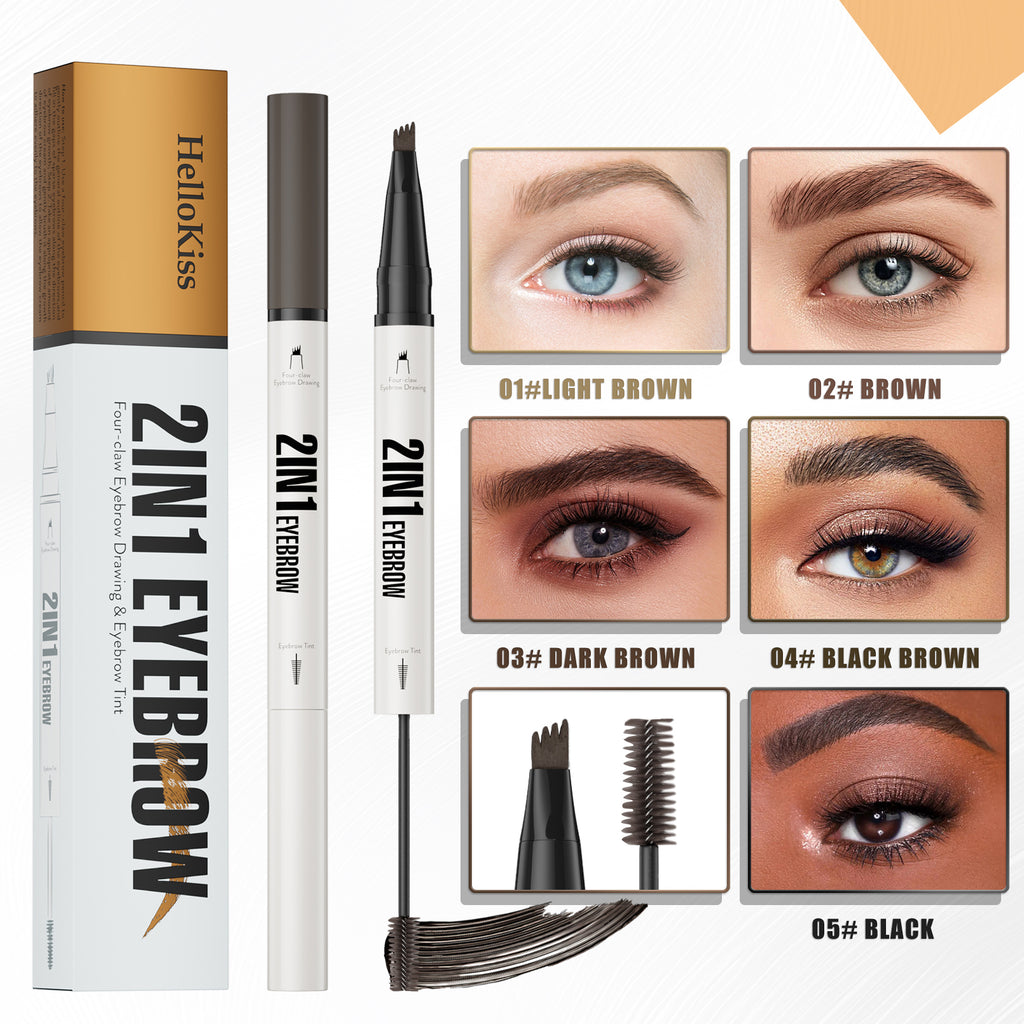 Waterproof Eyebrow Pen 2-in-1 Eyebrow Pencil And Tint Microblading Eyebrow Pencil with 4 Split Head for Perfect Brows