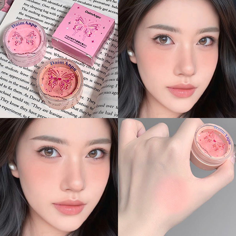 Korea Air Sense Blush Mud Mousse Blush Palette Rose Cherry Cheek Tint Blusher with Puff Makeup Matte Peach Rouge Contour Shadow