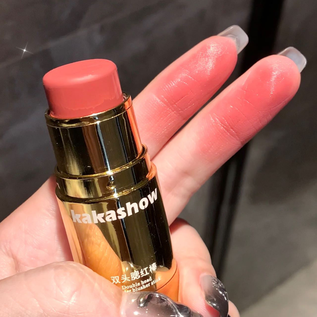 Double-ended Blush Stick Sponge Soft Face Brightening Low Saturated Blusher Cream Peach Pink Cheek Tint Korean Makeup Cosmetics