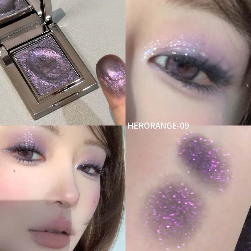 Metallic Glitter Eyeshadow Cream Sparkling Mousse Shimmer Highlighter Pressed Pigments Ice Purple Pearlescent Eyeshadow