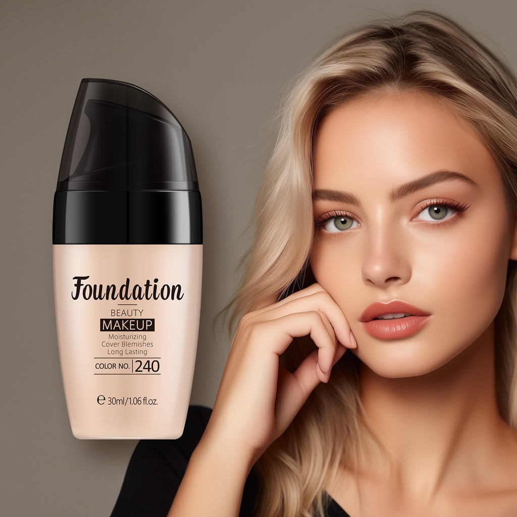 Oil Free Liquid Foundation Natural Matte Finish Concealer Waterproof Long Lasting Base Makeup for Flawless Skin