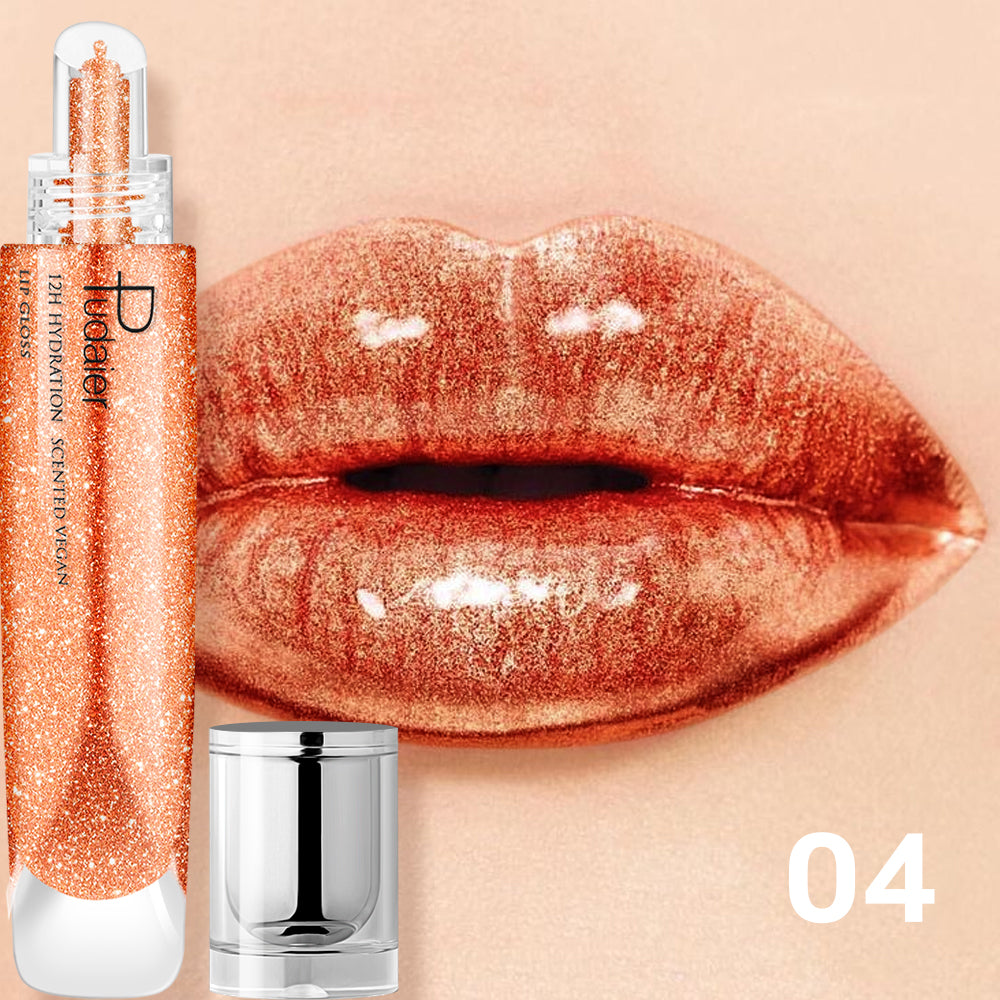 Pudaier mirror liquid lacquer lip gloss pearlescent lip glaze moisturizing lip plumping makeup