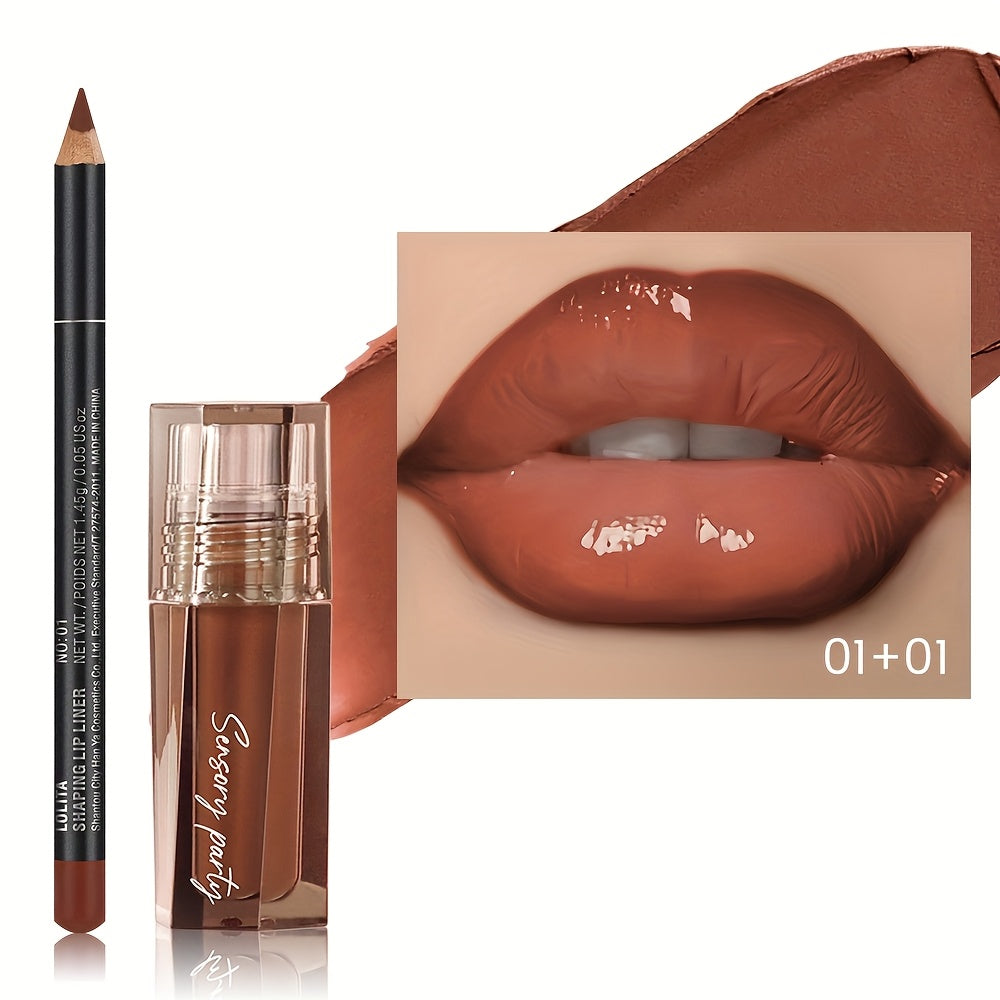 Hydrating Lip Gloss & Lip Liner Set - Define Your Lips with 3D Precision Perfectly Versatile for Every Makeup Style