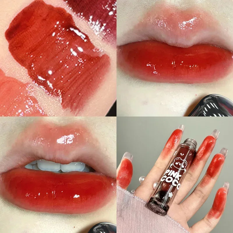 Moisturizing Mirror Lip Glaze Dark Red Brown Non Greasy Water Light Lip Gloss Long-Lasting Non-stick Cup Lightly Liquid Lipstick