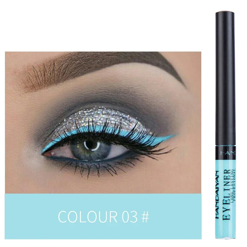 12 Colors Colorful Liquid Eyeliner Pencil Waterproof Long-Lasting Quick-Dry No Blooming Blue Pink Eye Liner Pen Cosmetics Tools