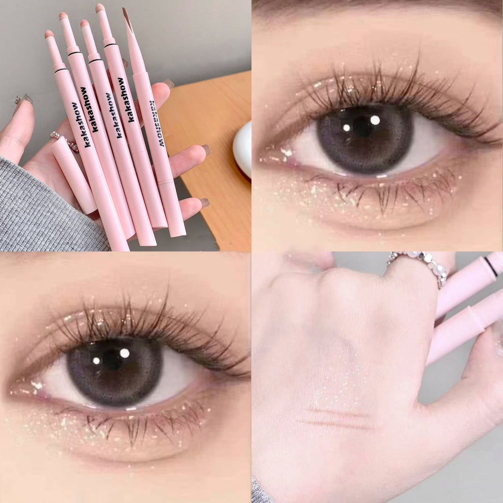 Double-head Gel Blade Eyeliner Pencil With Sponge Smudging Silkworm Pen High Gloss Powder Natural Brightens Eyeshadow Stick