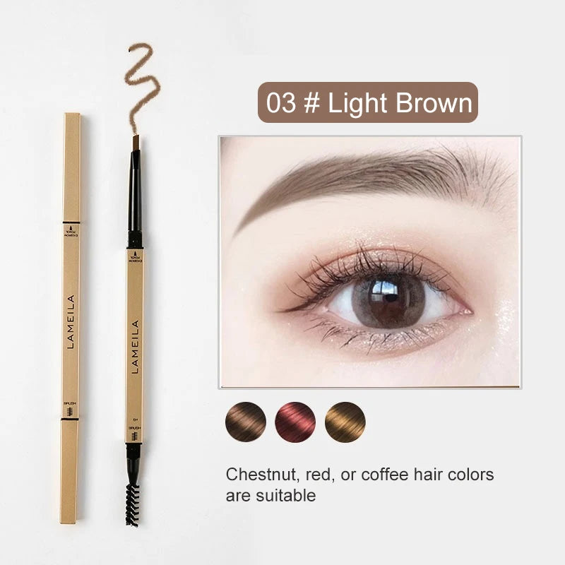 5 Color Waterproof Matte Eyebrow Pen Makeup Double Head Long Lasting Brown Non-Smudged Eye Brow Pencil Tint with Brush Cosmetics