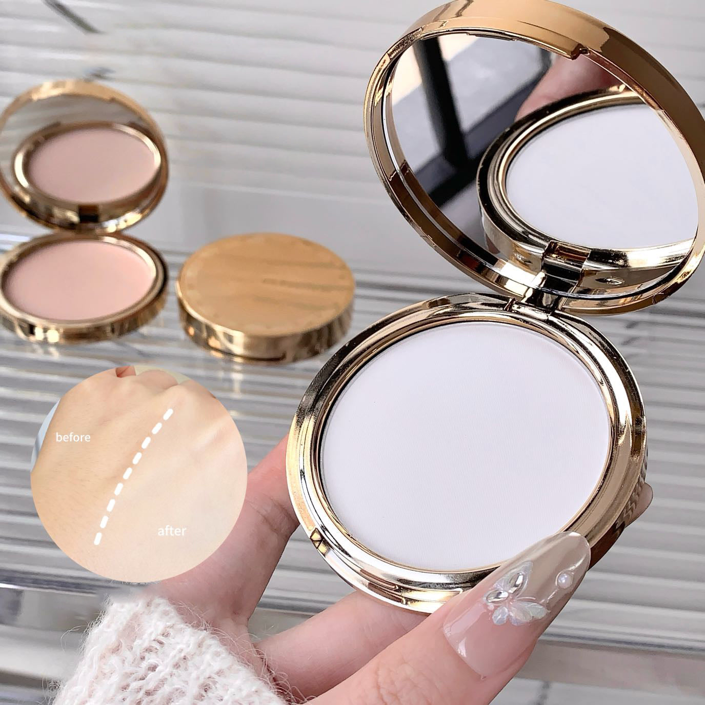 Pressed Powder Waterproof Transparent White Brighten Oil Control Concealer Natural Face Makeup Matte Setting Powder Cosmetics
