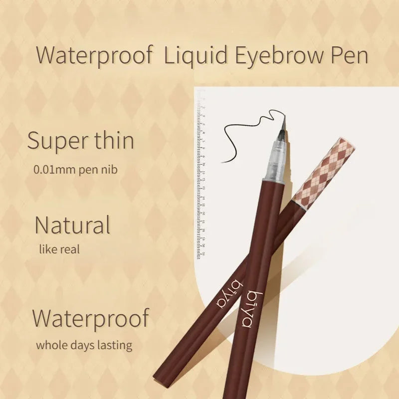 Biya Altra Thin Liquid Eyebrow Pen 0.01mm Waterproof Sweat-Proof Colorfast Easy-To-Draw Brown & Grey Eyebrow Pencil