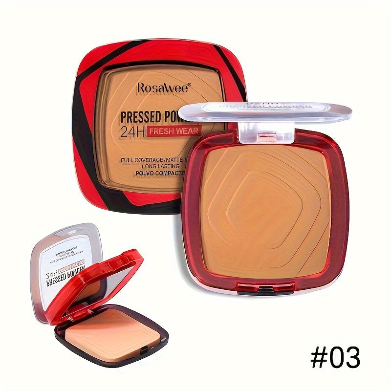 Full Coverage Pressed Powder Foundation With Puff Applicator, 24H Wear Matte Control Oil Foundation Long Lasting Face Makeup