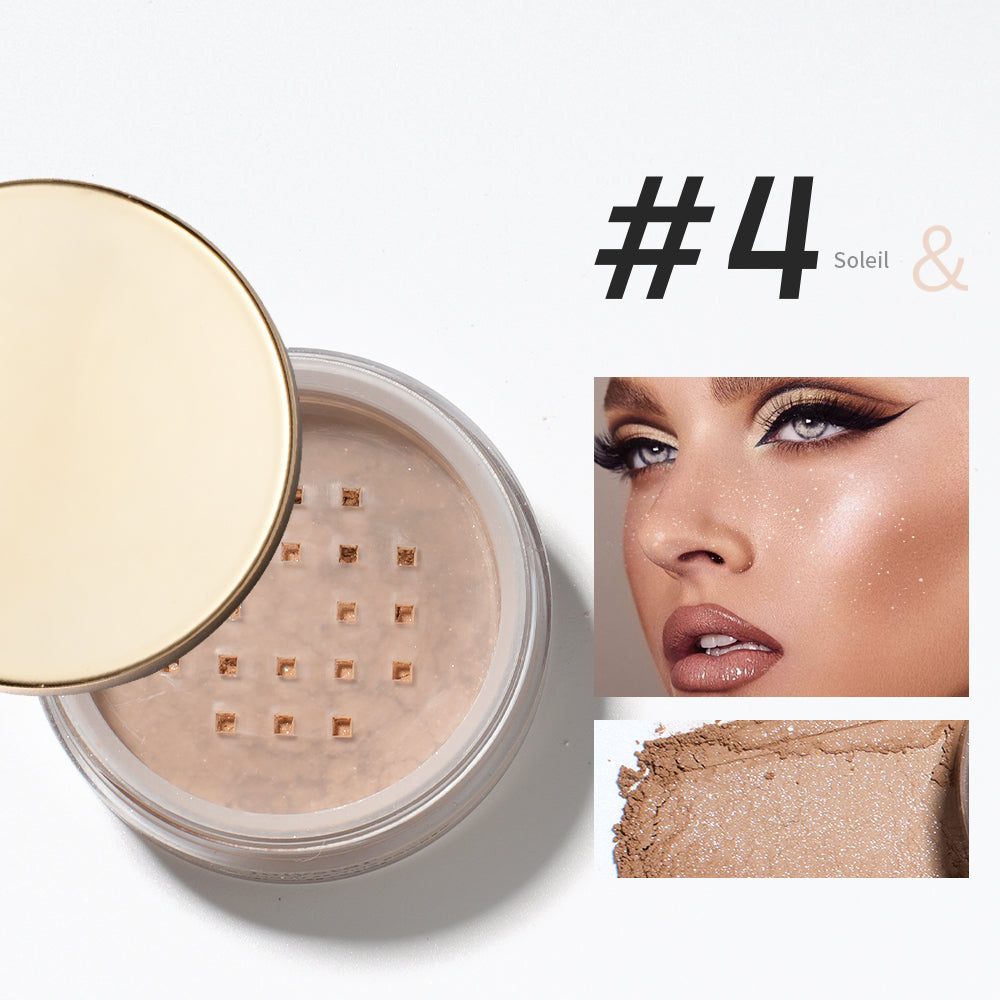 Lasting Oil Control Loose Powder Semi-Clear Glitter Diamond Finish Lightweight Breathable Concealer Setting Makeup Powder