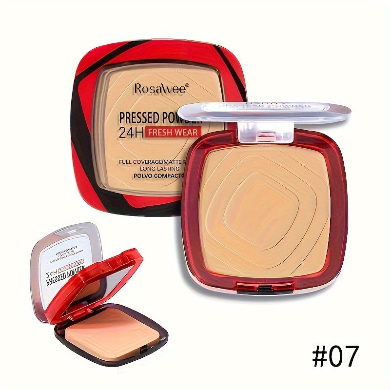 Full Coverage Pressed Powder Foundation With Puff Applicator, 24H Wear Matte Control Oil Foundation Long Lasting Face Makeup