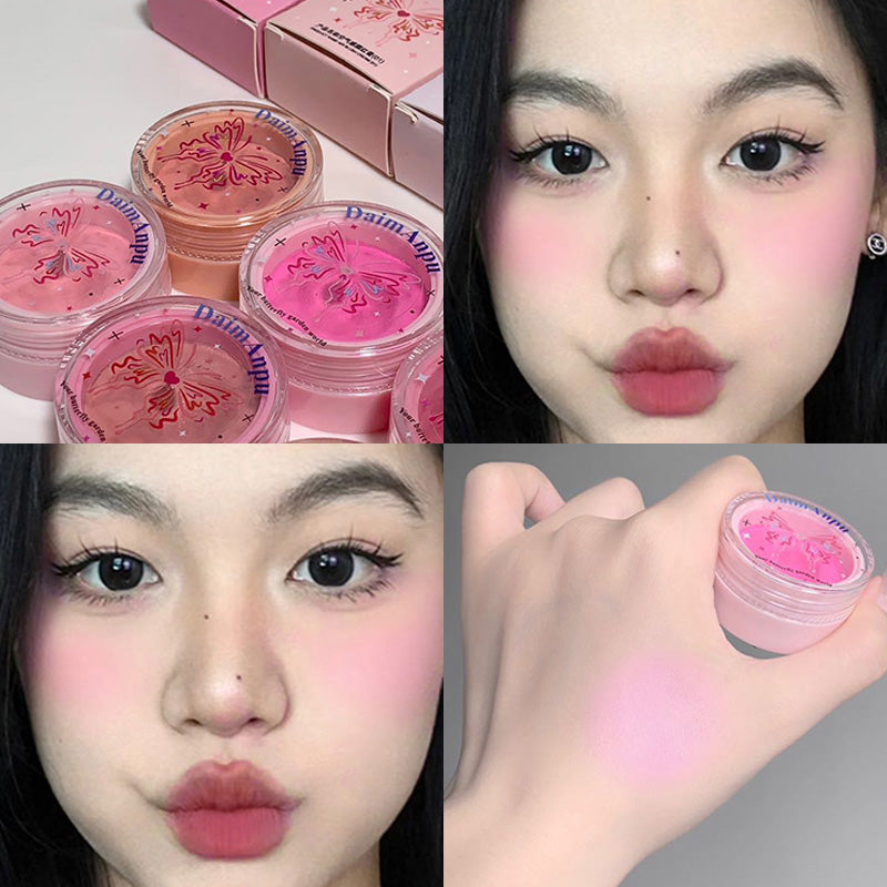 Korea Air Sense Blush Mud Mousse Blush Palette Rose Cherry Cheek Tint Blusher with Puff Makeup Matte Peach Rouge Contour Shadow