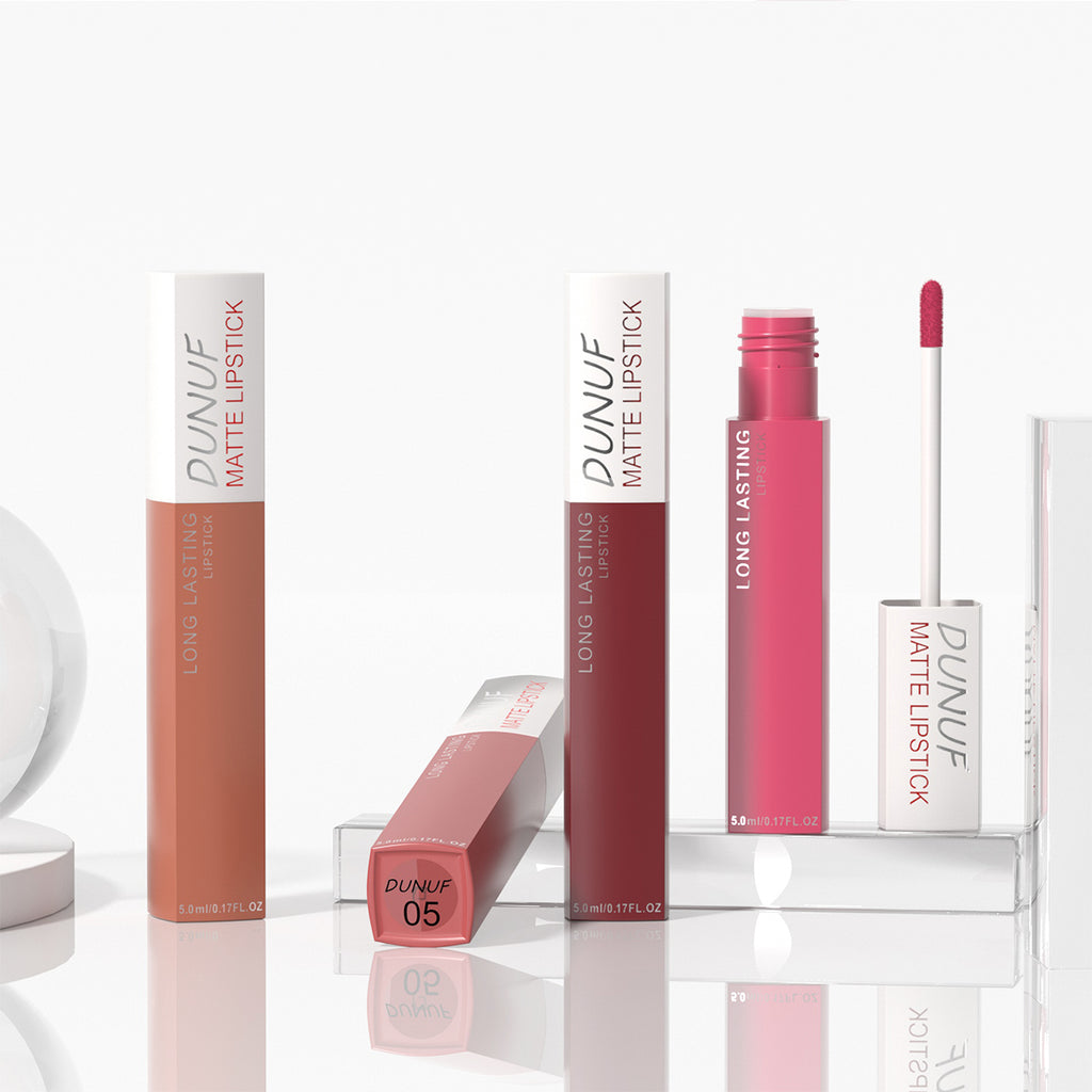 8 pcs matte color lasting lip gloss set three-dimensional plastic lips waterproof anti-sweat non-stick cup lipstick set