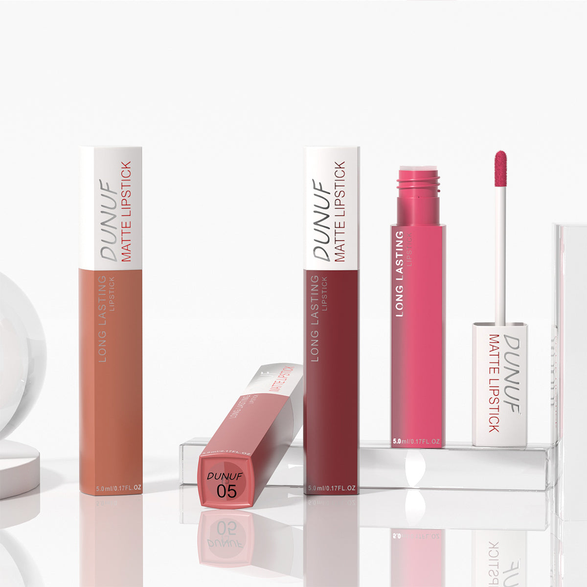 8 pcs matte color lasting lip gloss set three-dimensional plastic lips waterproof anti-sweat non-stick cup lipstick set