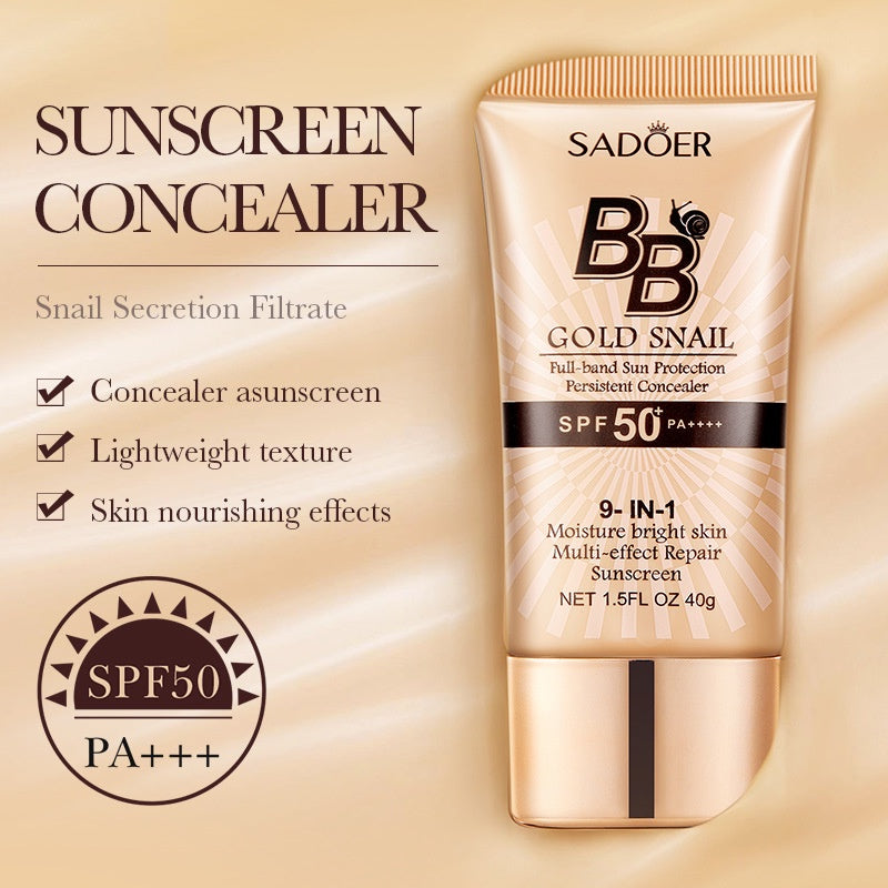 Gold Snail Sunscreen BB Cream Foundation Concealer Moisturizing Isolation Cream SPF50+PA+++ 40g