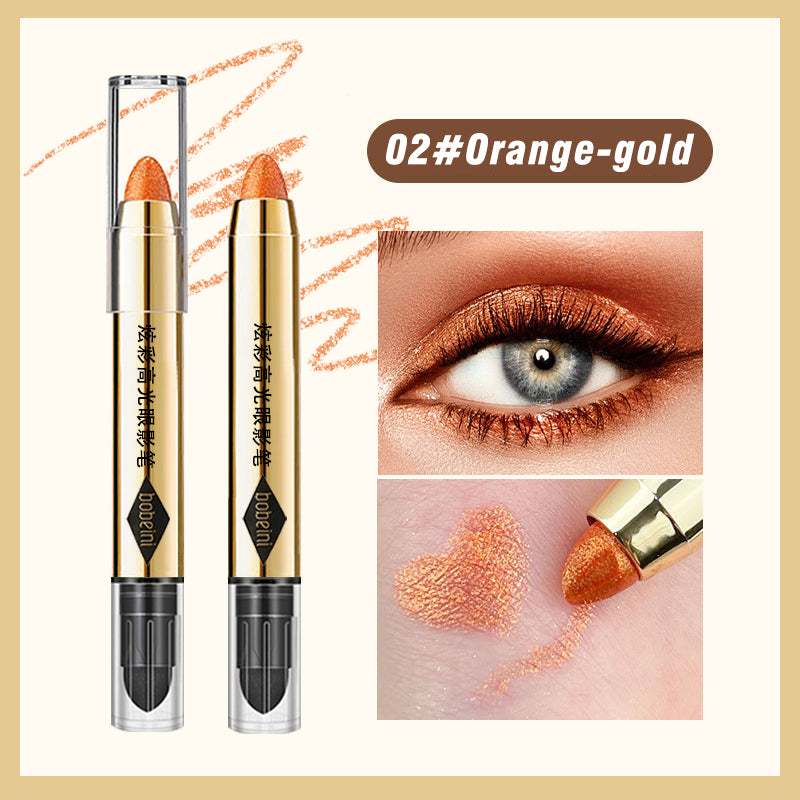 Dual-Ended Highlighter Eyeshadow Pencil – Shimmering  Brightening  Long-Lasting  Non-Smudge  Pearlescent Glow Stick for Makeup