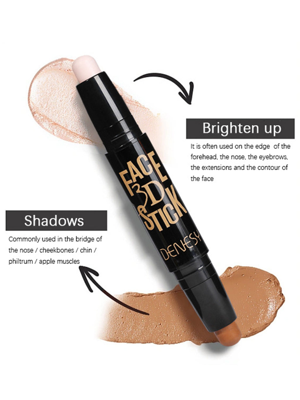 Matte Styling Stick Dark Brown Double Head Outline Pen Long Lasting High Color Dual Use Non Fading