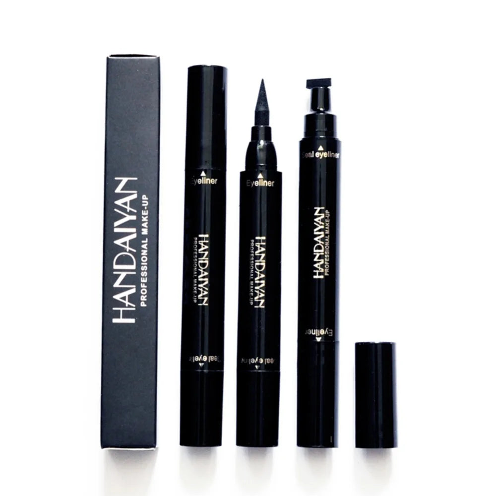 Dual End Black Liquid Eyeliner Pencil Pro Waterproof Long Lasting Makeup Eye Liner Pen+ Cat Line Eye Makeup Stencils