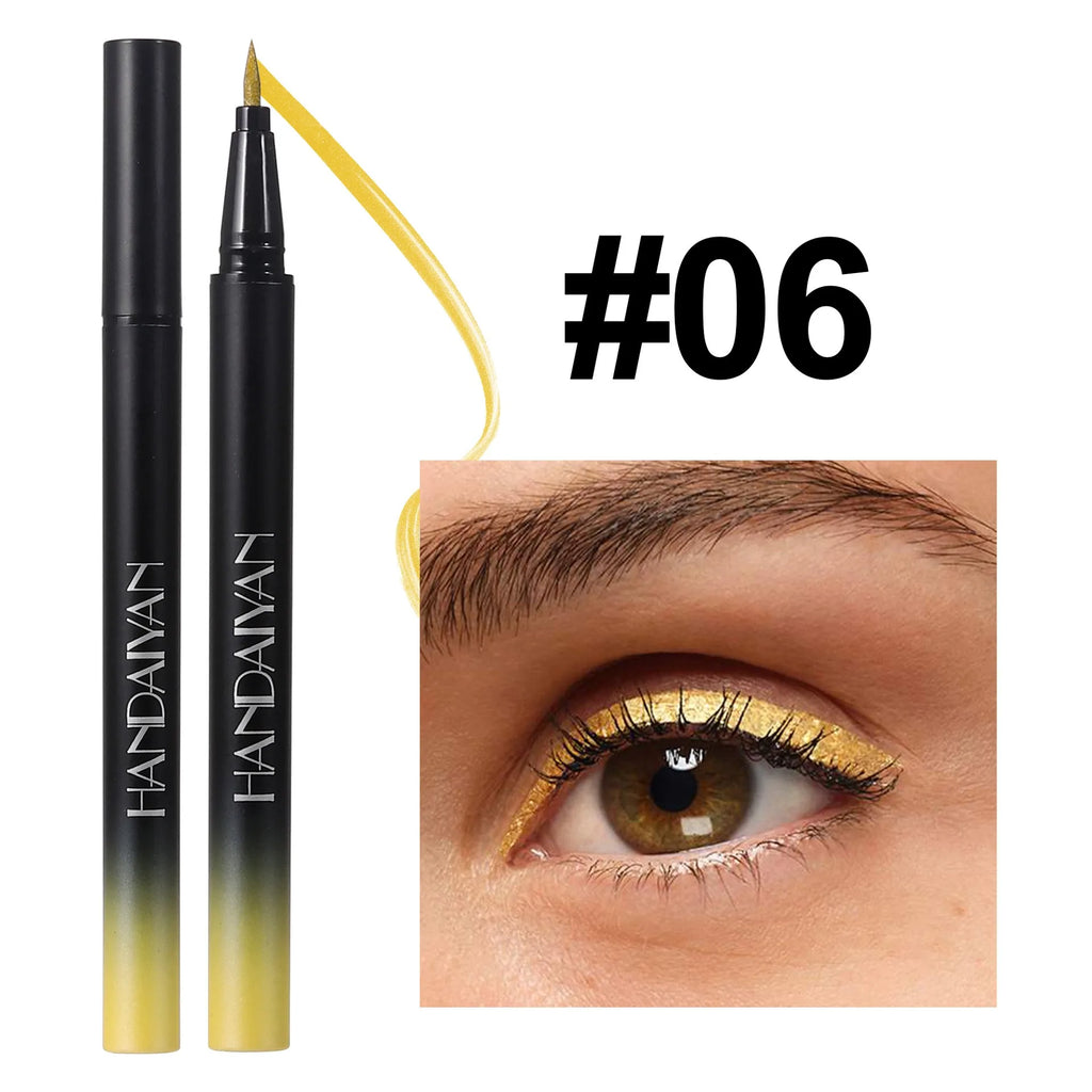 Diamond Shiny Eye Liner Eyeshadow Waterproof Quick-dry Silver Gold Metellic Pearlescent Liquid Eyeliner Silkworm Brighten Makeup