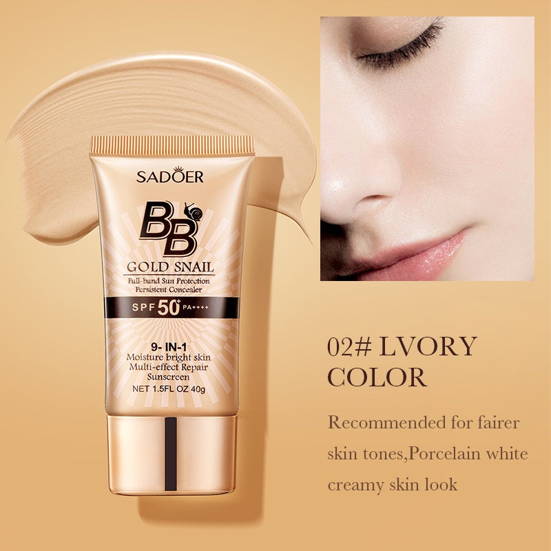 Gold Snail Sunscreen BB Cream Foundation Concealer Moisturizing Isolation Cream SPF50+PA+++ 40g