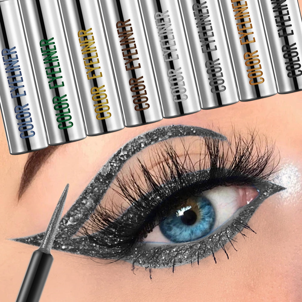 Pearlescent Glitter Powder Eyeliner Liquid Pen   Waterproof Sweat Proof Not Easy to Smudge  Not Caking  Colorful Liquid Eyelin-3