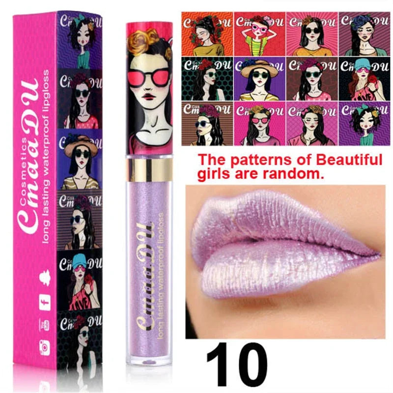 shimmer lip gloss diamond glitter lip tint waterproof long lasting 12 color gold flash liquid lipstick makeup
