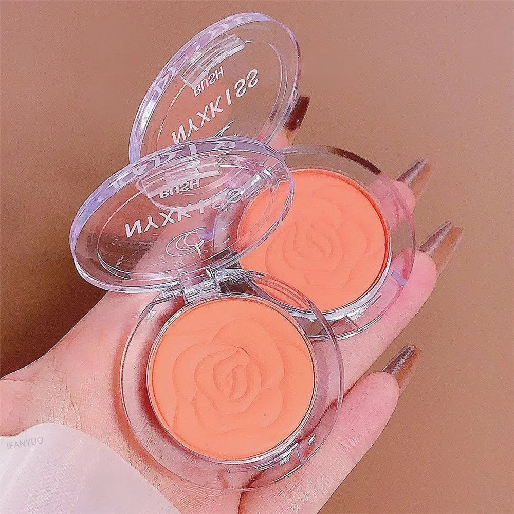 Embossed Petals Blush Peach Pink Orange Tint Makeup Blush Palette Cheek Contour Rouge Cosmetics Long-lasting Face Brightens