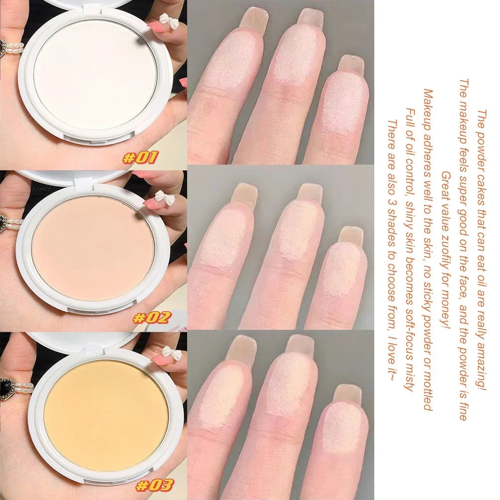 Pressed Powder Transparent White Brighten Oil Control Concealer Lasting Natural Face Makeup Setting Powder Waterproof Cosmetic