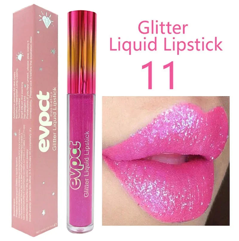 Waterproof Diamond Shimmer Glitter Lip Gloss 15 Colors Matte Glitter Liquid Lipstick Diamond Pearl Colour Lip Gloss Sexy