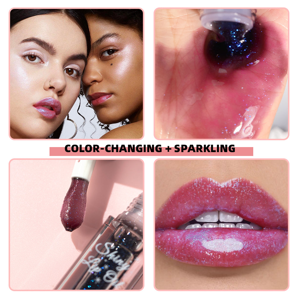 Mirror Black Lip Oil Color Changing Lipstick Moisturizing Shiny Lip Gloss Oil Plumping Lasting Diamond Lipgloss Cosmetics