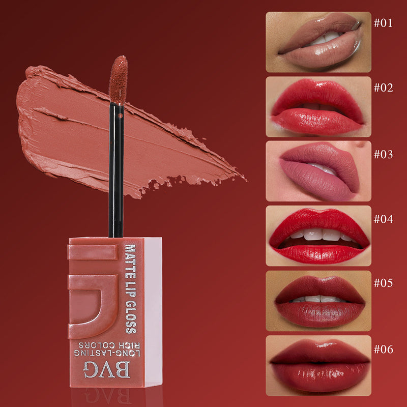 Multi-color matte lasting lip gloss lip gloss non-greasy non-fading high-end warm colors rich makeup liquid lipstick
