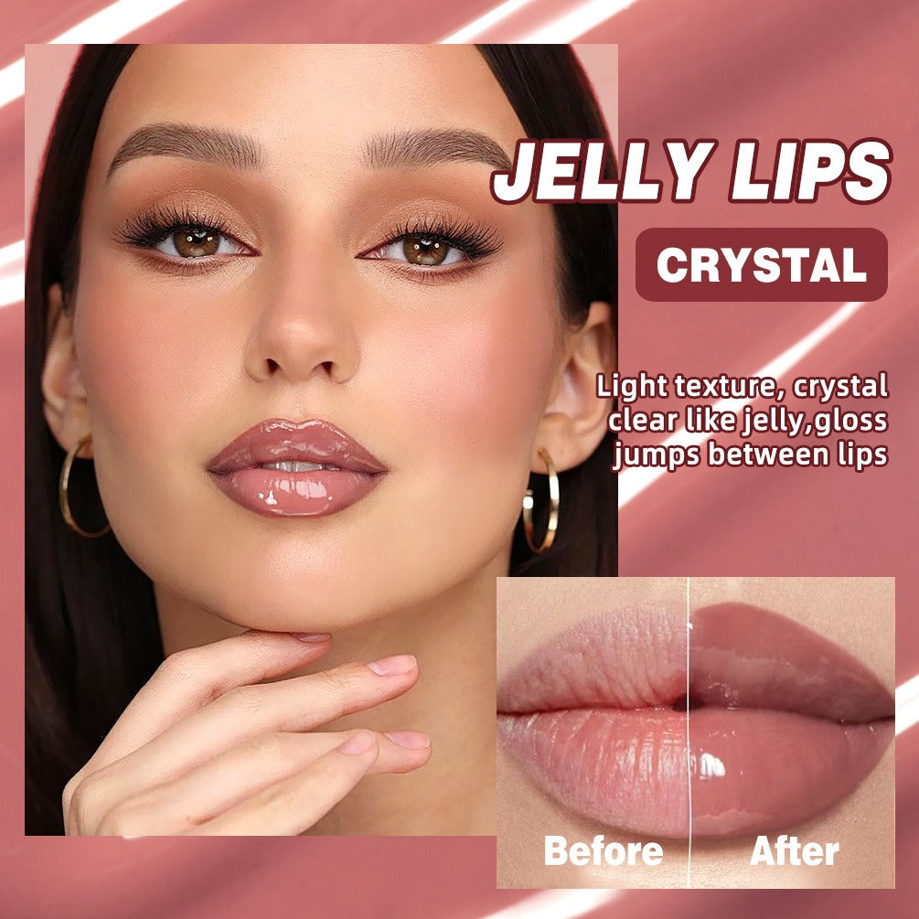 Crystal Dark Brown Mirror Water Lip Gloss Nude Lip Glaze Transparent Glass Oil Waterproof Liquid Lipstick Clear Tint Makeup