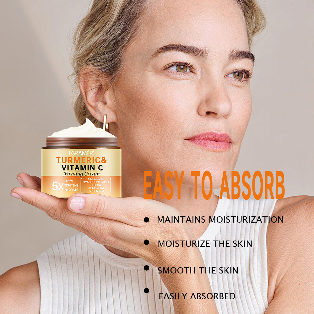 Turmeric Vitamin C Face Cream Smooth Wrinkle Moisturizing Firming Collagen Lightening Repairing Smooth Skincare Whitening Cream