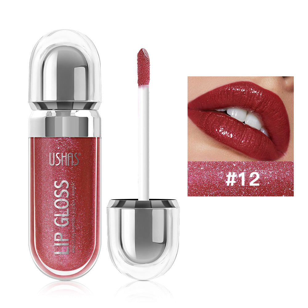12 colors mirror fine flash liquid lipstick pearlescent color waterproof sweatproof non-stick cup