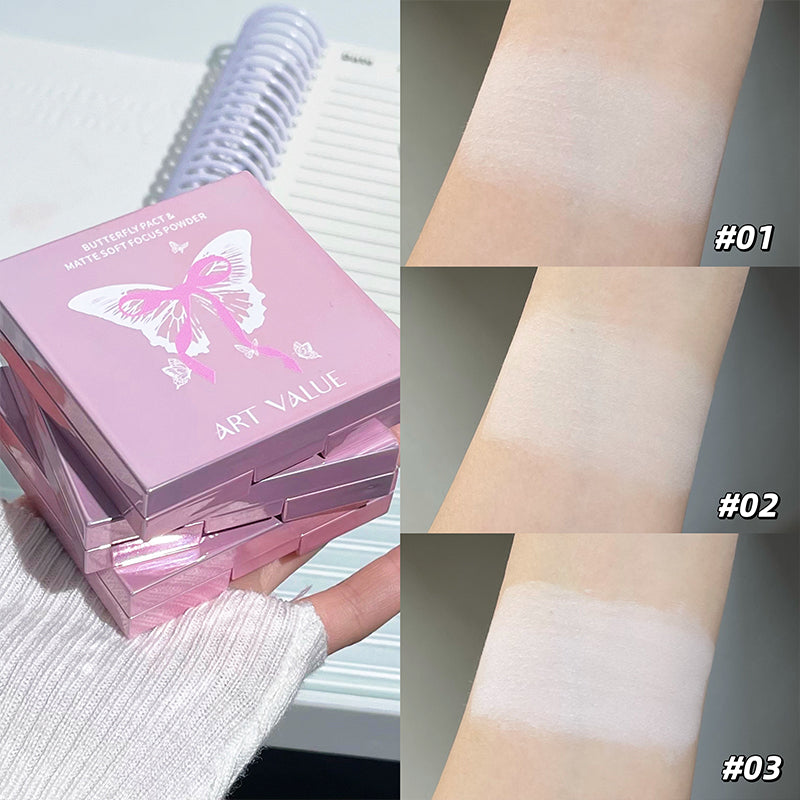 Art Value Butterfly Matte Soft Focus Pressed Powder for Setting and Touch-up Light and Long-lasting