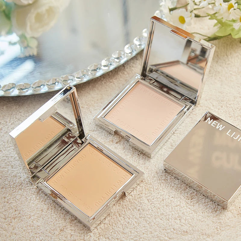 Waterproof powder with mirror  durable makeup full face coverage compact powder cosmetics base 3 colors