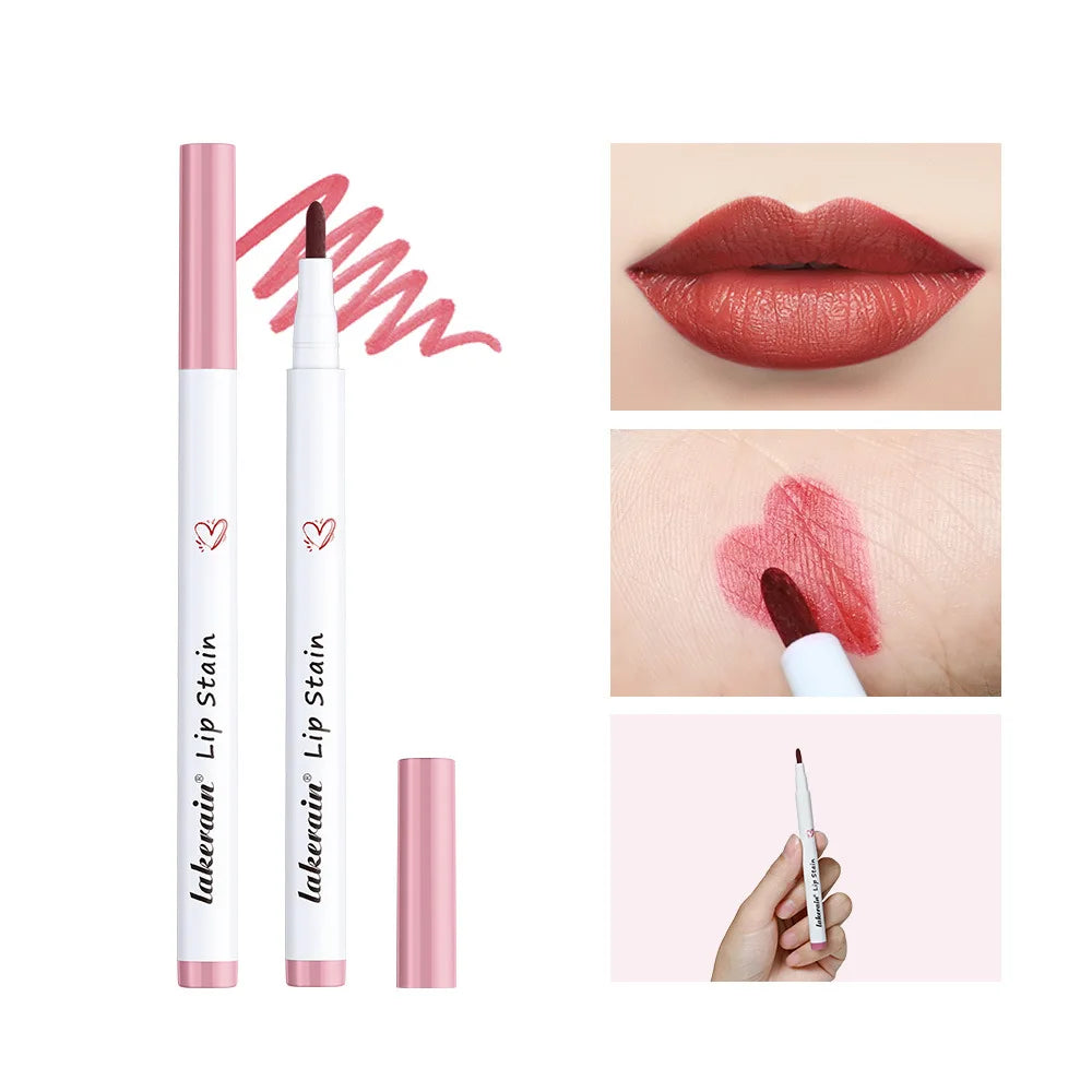 Lip Stain Pencil Liquid Lip Liner Waterproof Plumping Lip Tint Natural Matte Nude Brown Long Lasting Beauty Marker Pen Makeup