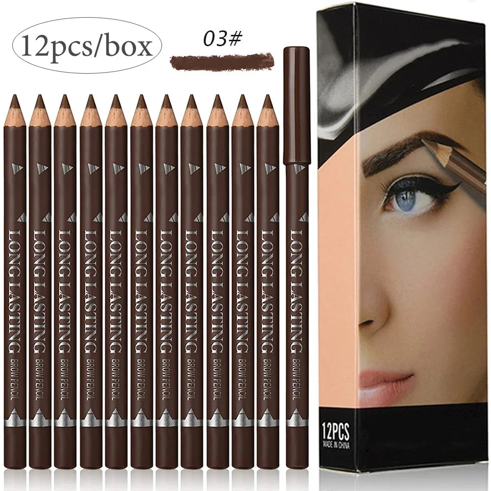 6/12Pcs Eye Brow Pencil Waterproof Professional Women Eye Makeup Pen Easy Color Natural Black Cosmetic Beauty Eyebrow Tool