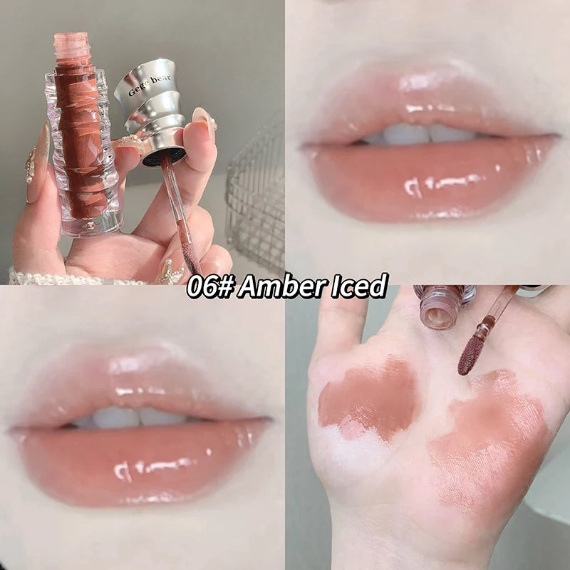 Fashion Shell Lip Gloss Long-lasting Hydrating Jelly Lip Oil Waterproof Non-fading Mirror Shimmer Blue Almond Lip Gloss Cosmetic
