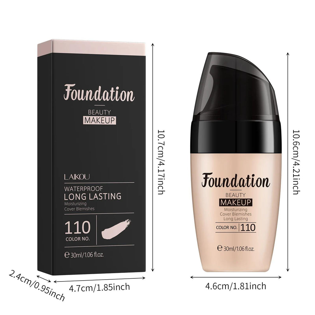 Oil Free Liquid Foundation Natural Matte Finish Concealer Waterproof Long Lasting Base Makeup for Flawless Skin