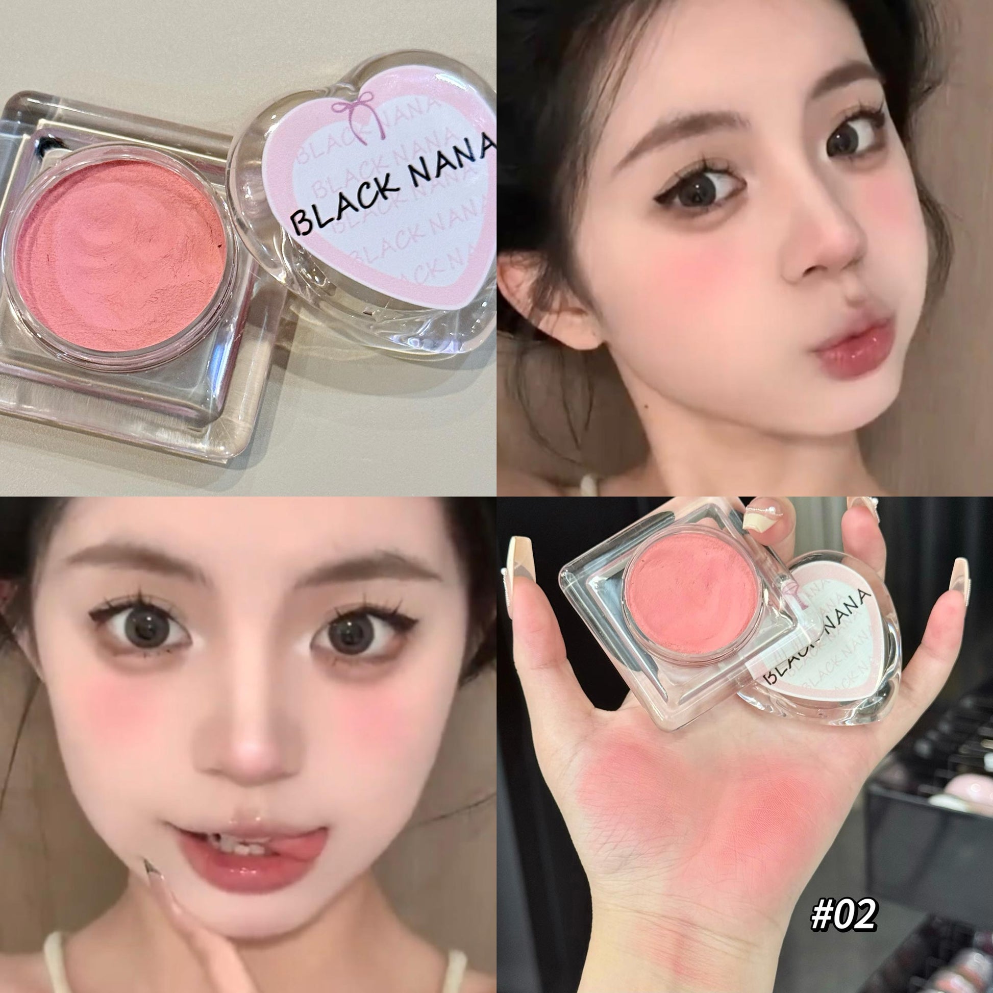 Love Heart Blush Cream  Fine Texture Natural Color Blush Cream for Brightening Special Packaging Design